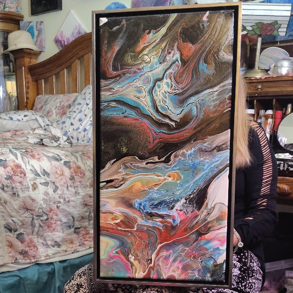 Abstract Fluid Art Canvas in Multicolor